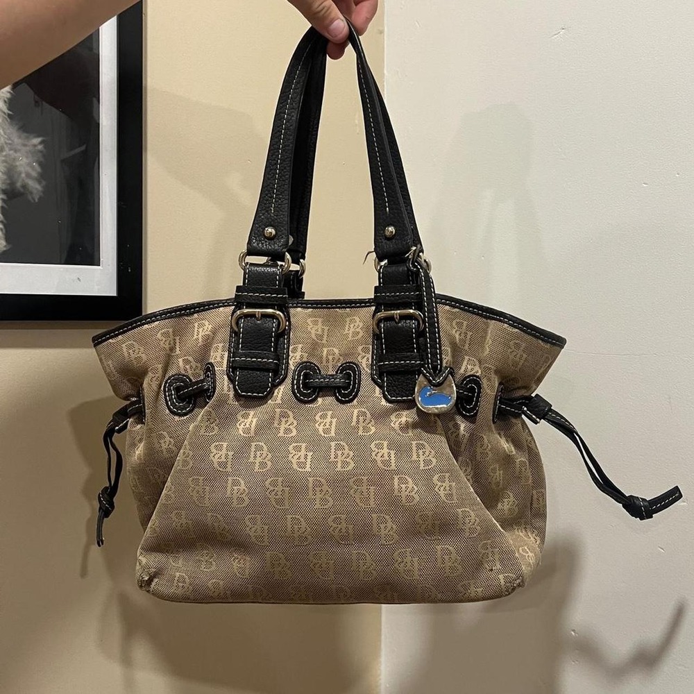 Y2K 2000s All Over Print Monogram Dooney & Bourke Chiara Tote Shoulder Bag